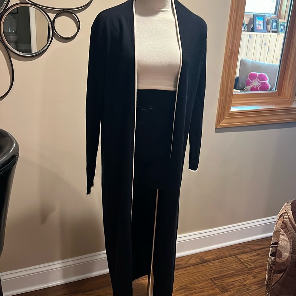 Worth New York black knit duster
